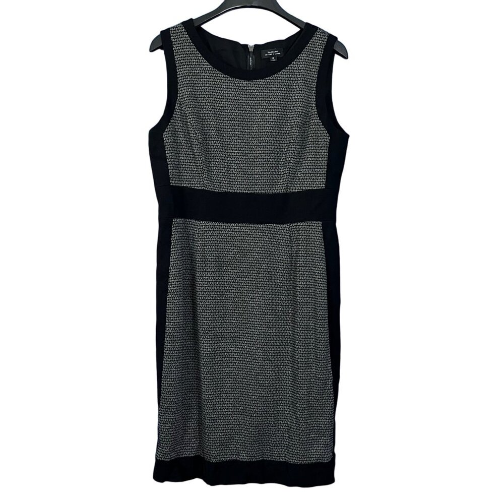 Tahari Womens Knit Dress Black Sleeveless Contrast Detail Office Career Size 12